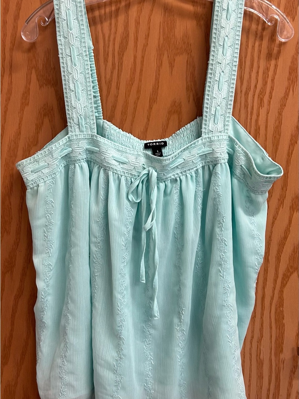torrid Mint Embroidered Tie-Front Camisole
